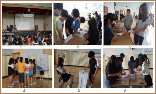 평택시선거관리위원회는 「투표용지발급프린터기」를 이용한 송탄초등학교의 2015년도 2학기 전교어린이회 임원선거 지원 및 영상콘텐츠 상영을 실시 하였습니다. 자세한 이미지 설명은 본문의 내용을 참고하시기 바랍니다.