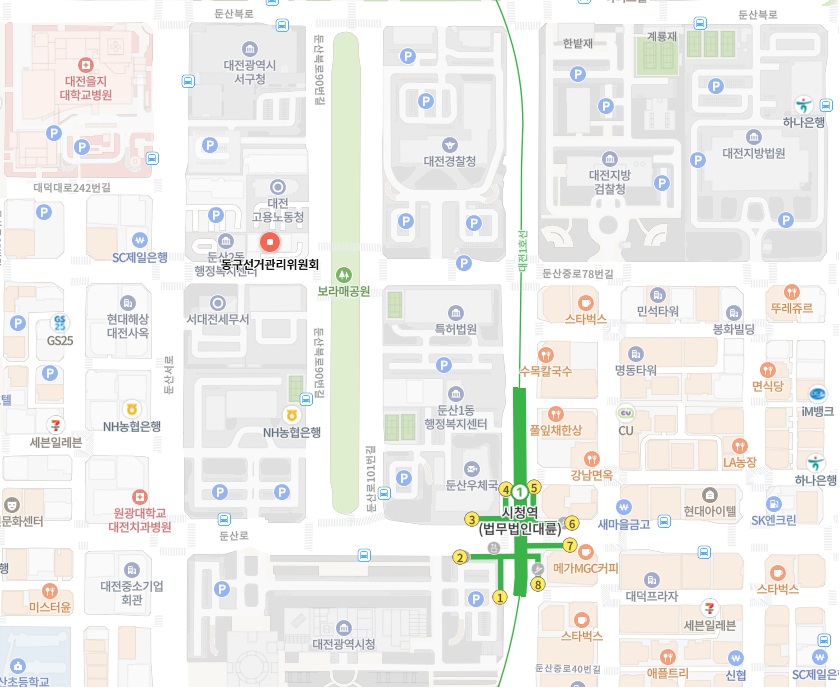 대전광역시선거관리위원회 약도 - 자세한 위치는 아래의 내용을 참고하세요.